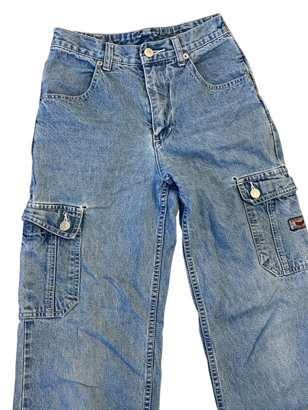 Rare Vintage Jordache Girls Cargo Jeans Size 12 (Juniors 0), Wide‑Leg Y2K Denim - Picture 3 of 14